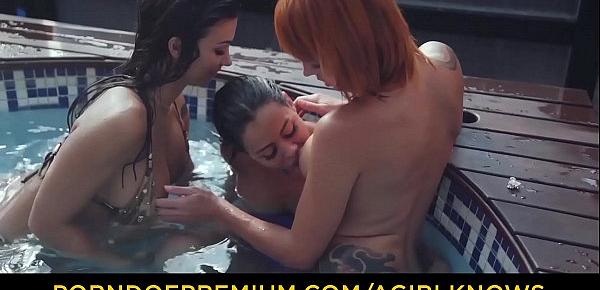  A GIRL KNOWS - Hot lesbian threesome in the pool with Susy Gala, Canela Skin and Kessy Shy